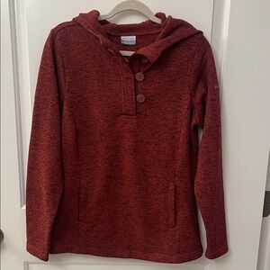 Women's Burgundy Button-Up fleece inside Hoodie